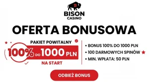 Oferta bonusowa Bison Casino — pakiet powitalny i nie tylko